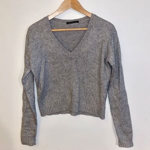 BRANDY MELVILLE grey v-neck wool Leigh sweater